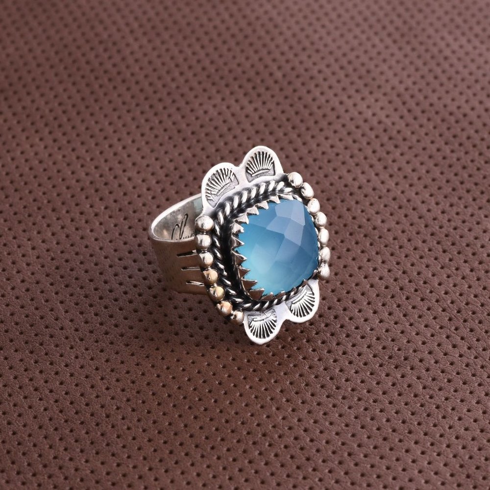 Sterling Silver Chalcedony Ring - (A103)